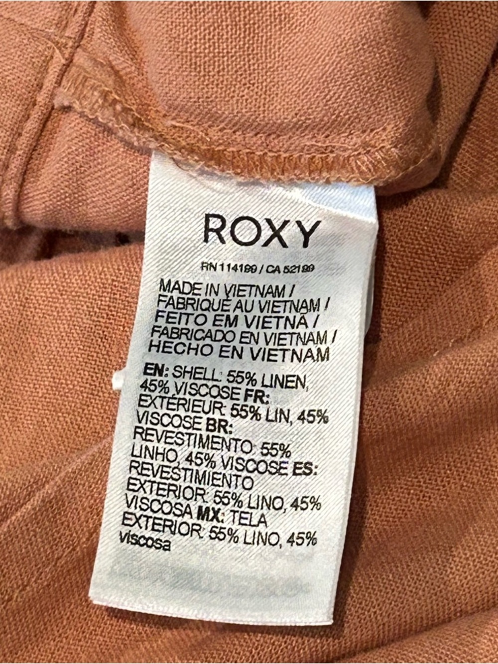 Roxy On the Seashore coral linen blend pull on pants sz L - Picture 7 of 7